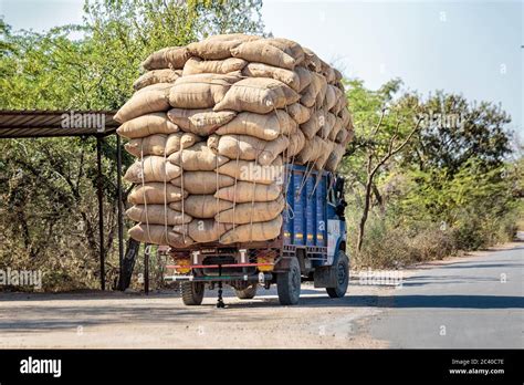 indian cargo truck overloaded  udaipur india stock photo alamy