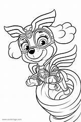 Paw Patrol Coloring Pups Mighty Pages Super Skye Mission sketch template