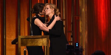 amy schumer and tina fey kiss at the peabody awards huffpost