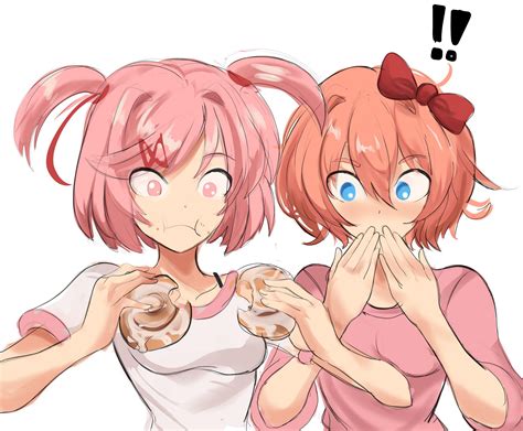 Commission Natsuki Loves Eating Cinnamon Buns Drawn By Me Ddlc