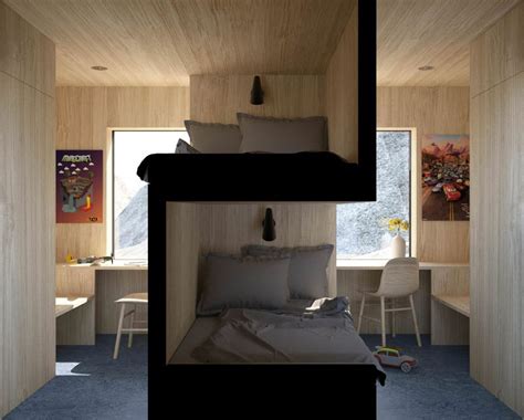 this stacked bed design would be perfect for a college