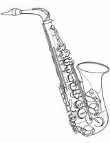 Coloring Saxophone Pages Printable Public Drawing Instruments Music Categories Domain sketch template