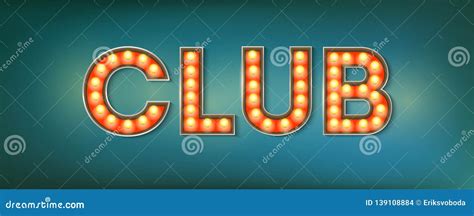 club illuminated street sign   vintage style stock vector illustration  shine card