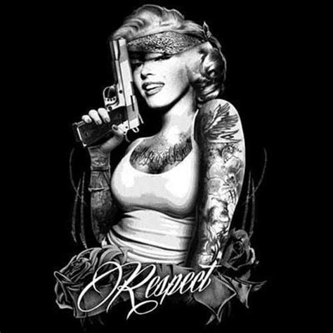 Marilyn Shirt Respect Gun Tats Bandana Marilyn Monroe T