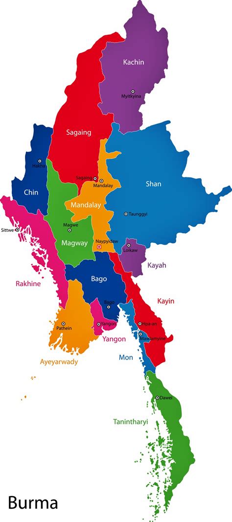 myanmar map large scale administrative divisions map  burma