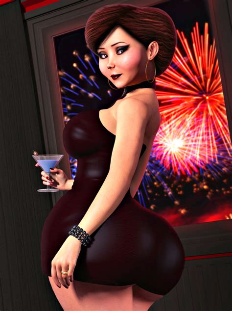 xbooru ass big ass breasts disney dress earrings fireworks helen parr hoop earrings rasmus the