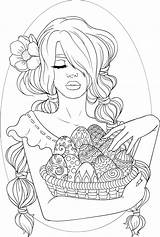 Coloring Pages Adult Easter Transparent Book Adults Library Women Color Drawings Artsy Afro Girls Stress Face Beautiful Print Recolor Detailed sketch template