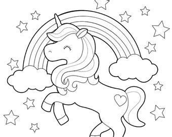unicorn coloring pages  kids digital etsy   unicorn