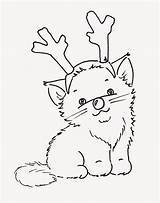 Christmas Cat Coloring Pages Cats Kitty Sliekje Drawing Stamps Color Reindeer Colouring Digi Printable Kids Well Great Getdrawings Print Digital sketch template