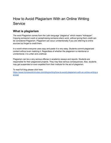 avoid plagiarism    writing service  daniel chris