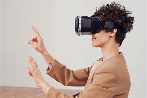 person  virtual reality goggles  stock photo