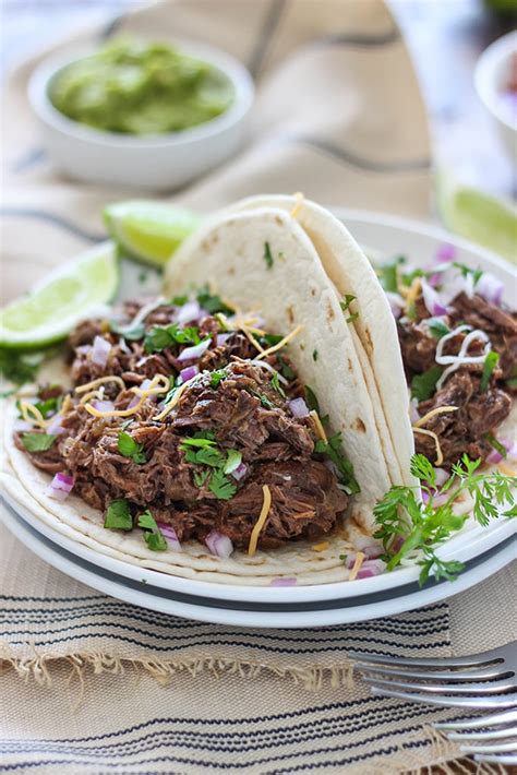 slow cooker shredded beef tacos the cooking jar