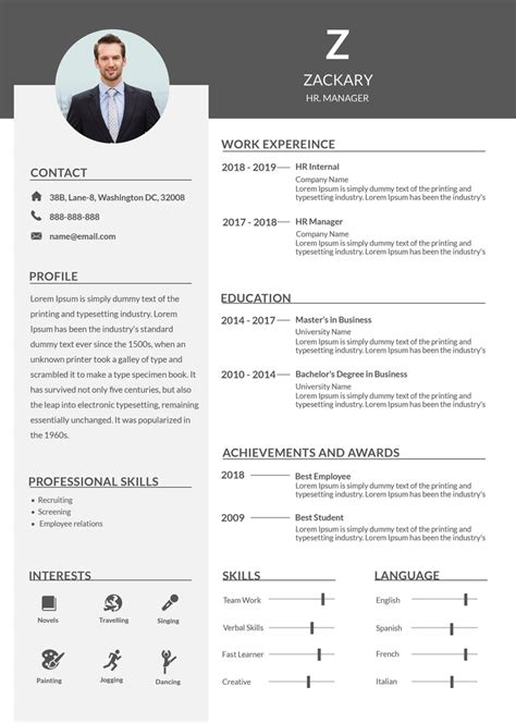 hr manager resume cv template  photoshop psd microsoft word creativebooster
