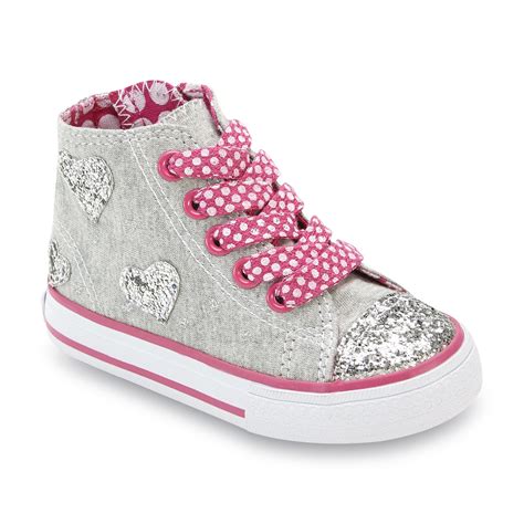 bongo toddler girls  graypink sparkle high top casual shoe