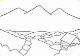 Pemandangan Sketsa Gunung Menggambar Sawah Alam Simpel Pensil Sungai Gambaran Webpages Pepohonan Gubukan Cikalaksara sketch template
