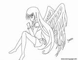 Angel Coloring Girl Anime Pages Printable sketch template