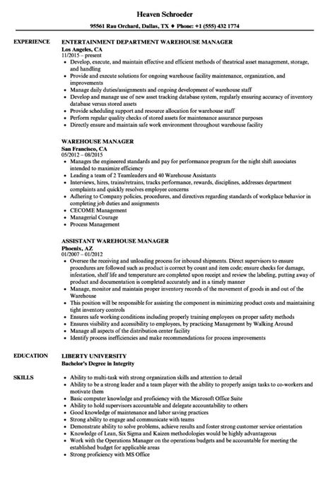 warehouse manager job description template