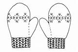 Mitten Mittens Gloves Clipart Coloring Outline Scarf Clip Template Pages Winter Cliparts January Crafts Kindergarten Coloured Library Tree Preschool Clothes sketch template