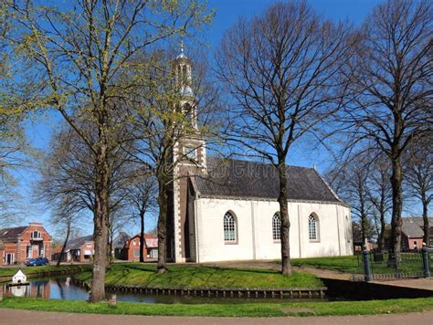 andreaskerk medieval reformed church  center  village spijk netherlands stock photo image