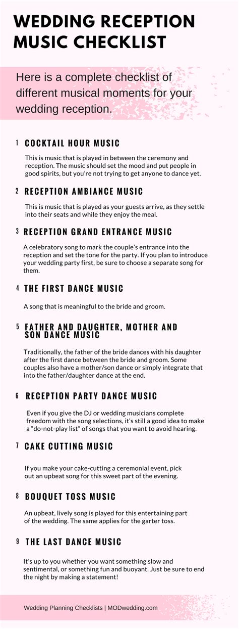 wedding reception music checklist modwedding wedding reception