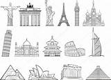 Wereld Beste Bezienswaardigheden Stockillustratie sketch template
