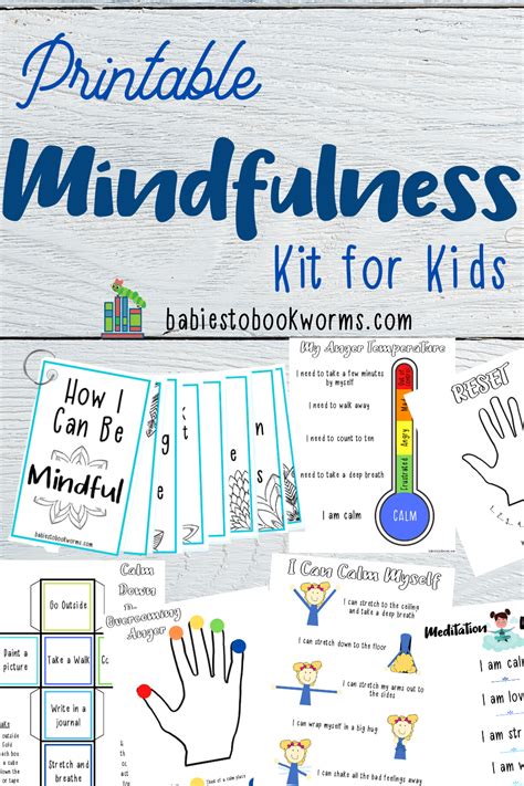 printable calm  kit  kids babies  bookworms mindfulness