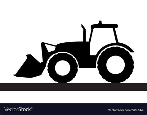 tractor silhouette   white background vector image