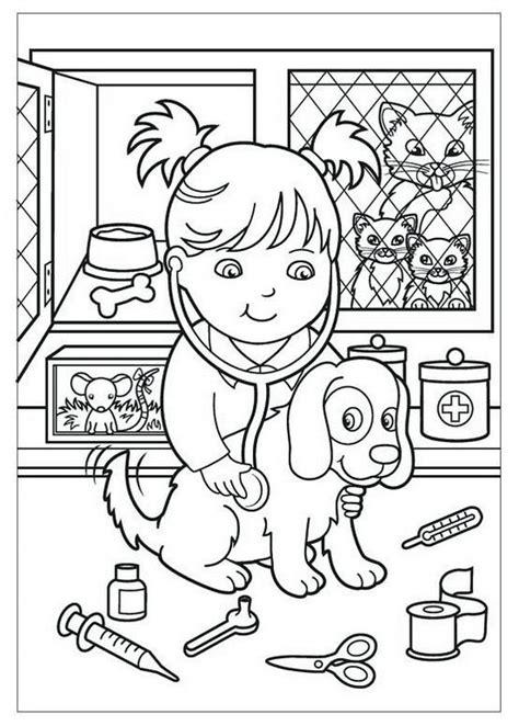 veterinarian coloring pages encouraging kids   kind   animal