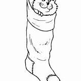 Christmas Stockings Coloring Pages Cat Hiding Inside Netart sketch template