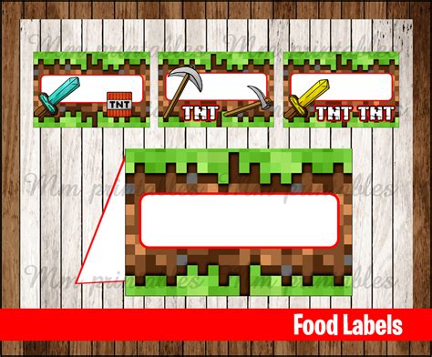 sale minecraft food tent cards instant  printable