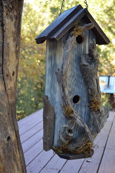 birdhouse handmade rustic outdoor garden yard art white washed etsy   bird house