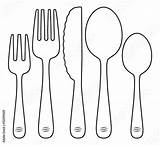 Silverware Coloring Template Sheet Pages sketch template