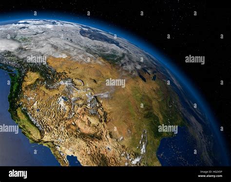 earth viewed  space showing  west coast   united states realistic digital