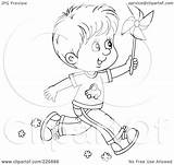 Running Outline Boy Coloring Pinwheel Clipart Illustration Royalty Rf Bannykh Alex Pages Transparent Getcolorings sketch template