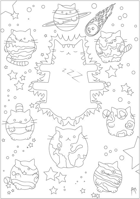pusheen solar system doodle art kids coloring pages