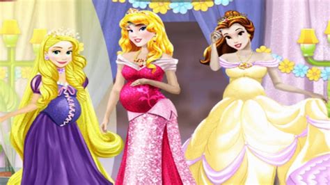 pregnant princesses dressup disney princess aurora rapunzel  belle pregnant dressup game