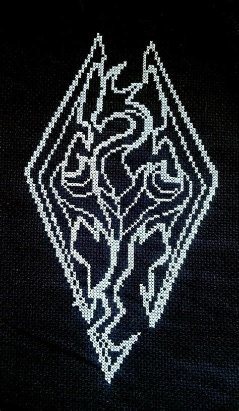items similar  skyrim emblem dragonborn symbol cross stitch piece