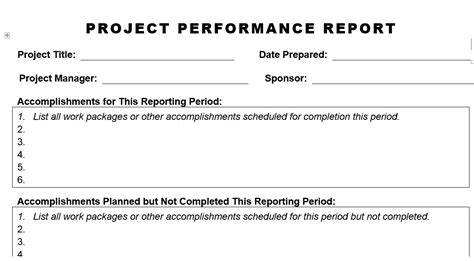 Project Performance Report Template Excel ~ Excel Templates
