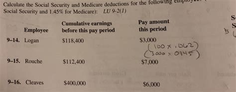 solved calculate  social security  medicare deductions cheggcom