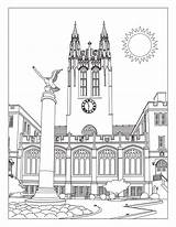 Coloring Pages College Kids Gasson Printing Hall Prints Screen sketch template