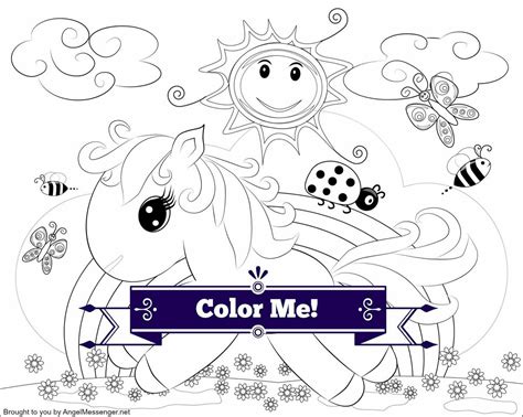 rainbow pony coloring page  kids angel messenger  store