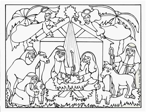 nativity drawing  kids  getdrawings