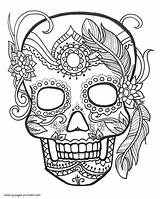 Coloring Pages Skull Printable Adults Sugar Skulls Adult Print Book Drawings sketch template