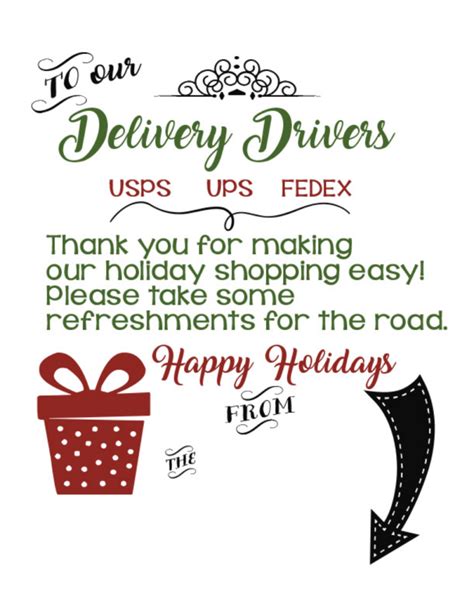 sign  delivery drivers  printable beth bryan