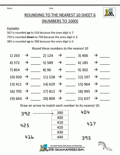 rounding   nearest tenth worksheets