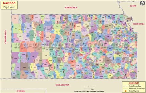 Buy Kansas Zip Code Map