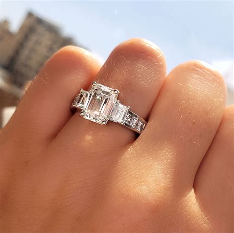ct emerald cut natural diamond classic  stone emerald princess channel engagement ring gia