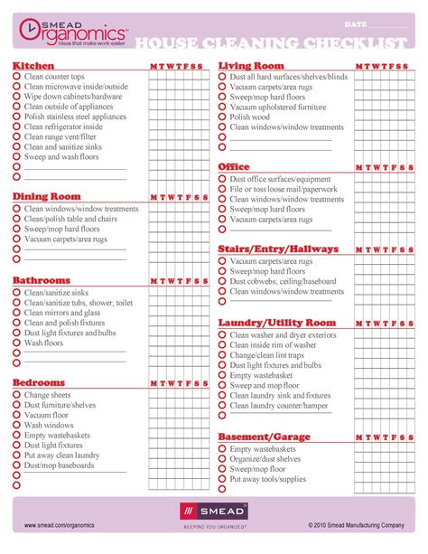 printable house cleaning checklist template printable templates