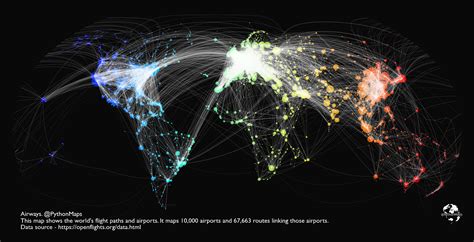 mapping airways  worlds flight paths  airports