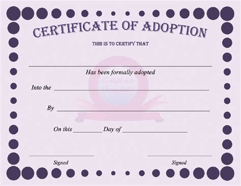 fake adoption certificate  printable printable templates